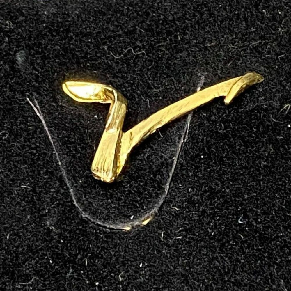 Gold Tone Flourish V Pin VINTAGE #1
